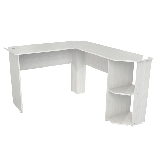 Inval Writing Desk 47.2 in.W L-Shaped Washed Oak Writing Desks with Storage - ET-4215