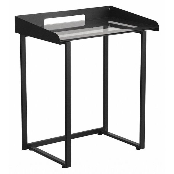 Flash Furniture Contemporary Desk Glass Top Desk w/Black Frame, 18" D X 32.25 H, 27.5 W X Glass, Metal, Clear/Black - NAN-YLCD1233-GG