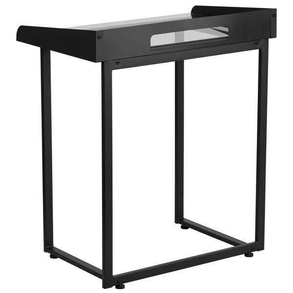 Flash Furniture Contemporary Desk Glass Top Desk w/Black Frame, 18" D X 32.25 H, 27.5 W X Glass, Metal, Clear/Black - NAN-YLCD1233-GG
