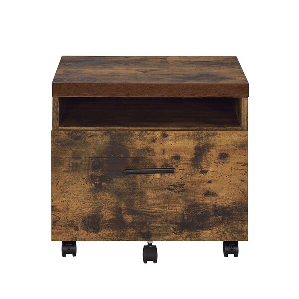 Acme Wooden 2-Shelf Writing Desk in Weathered Oak and Black - ER-020OAK