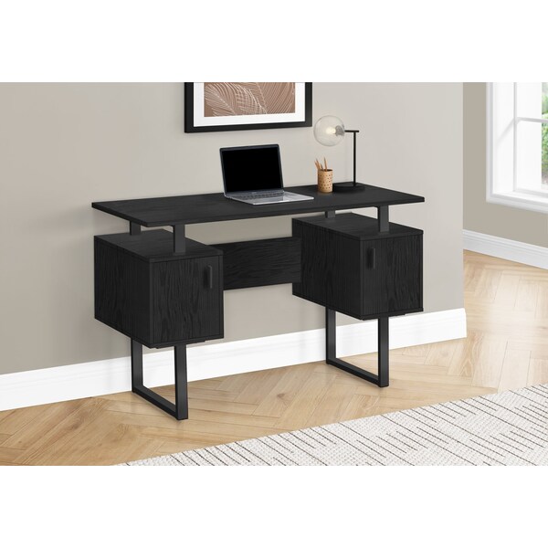 Monarch Specialties Computer Desk, Home Office, Laptop, Storage, 48in.L, Work, Black Laminate, Black Metal, Contemporary - I 7606