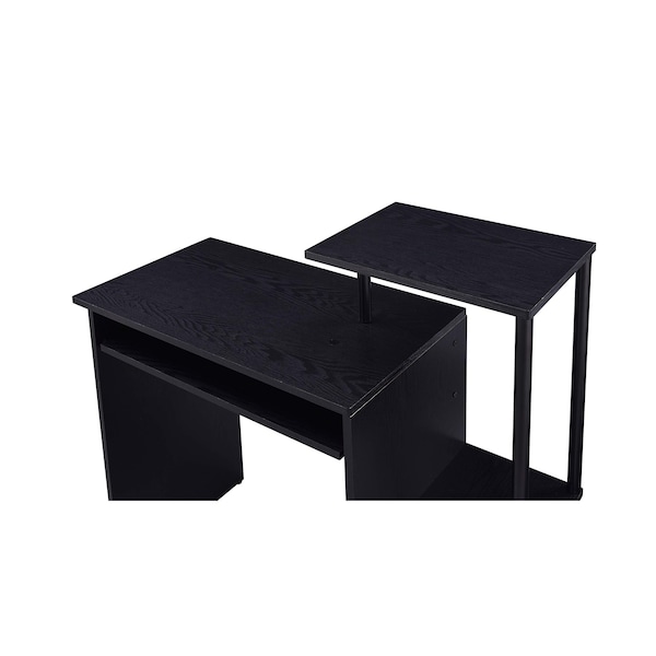 Acme Wooden Rectangle Top Computer Desk with Keyboard Tray in Black - ER-066BK