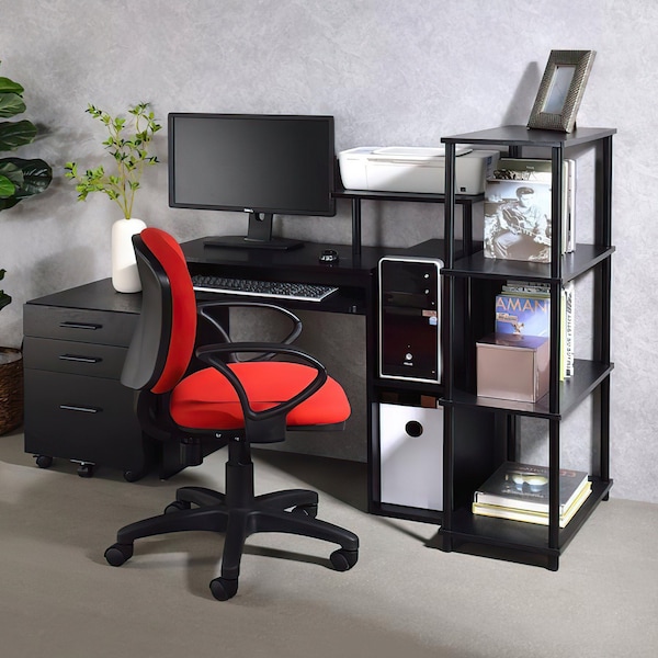 Acme Wooden Rectangle Top Computer Desk with Keyboard Tray in Black - ER-066BK