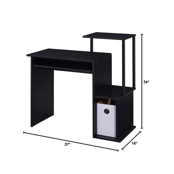 Acme Wooden Rectangle Top Computer Desk with Keyboard Tray in Black - ER-066BK