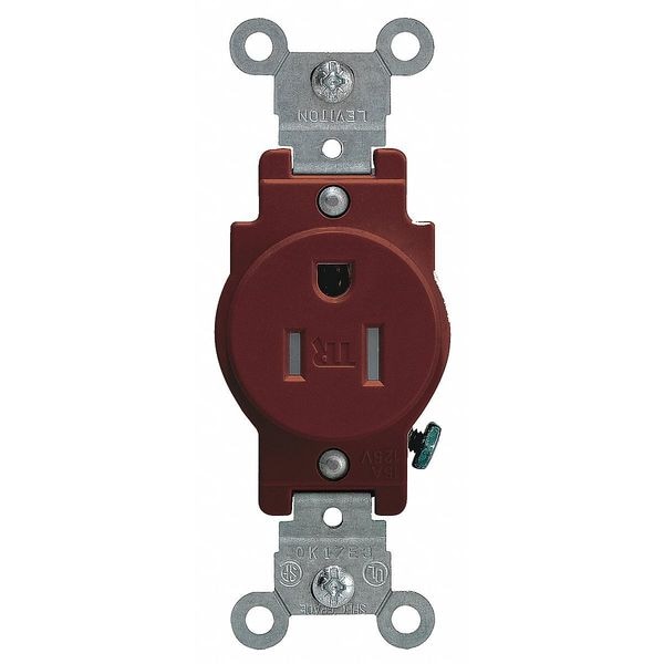 Leviton Receptacle, 15 A Amps, 125VAC, Single Outlet, 5-15R, Brown - T5015