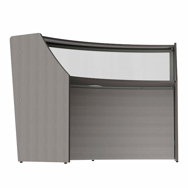 Linea Italia Curved Reception Desk with Counter, Clear Panel, 72 inW x 32 inD, Ash - ZUD310
