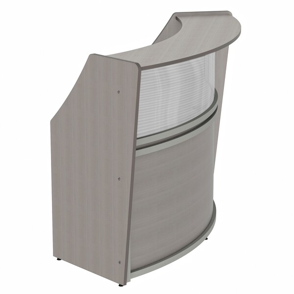 Linea Italia Curved Reception Desk with Counter, Clear Panel, 72 inW x 32 inD, Ash - ZUD310