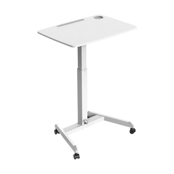 Kantek Desk, Mobile, Sit to Stand, 31-1/2inWx22inLx49inH, White - KTKSTS330W