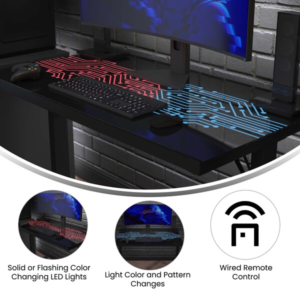 Flash Furniture 30.25 H, 43.25 W X Glass, Medium Density Fiberboard, Steel, Black - NAN-JNGT-2842-GG