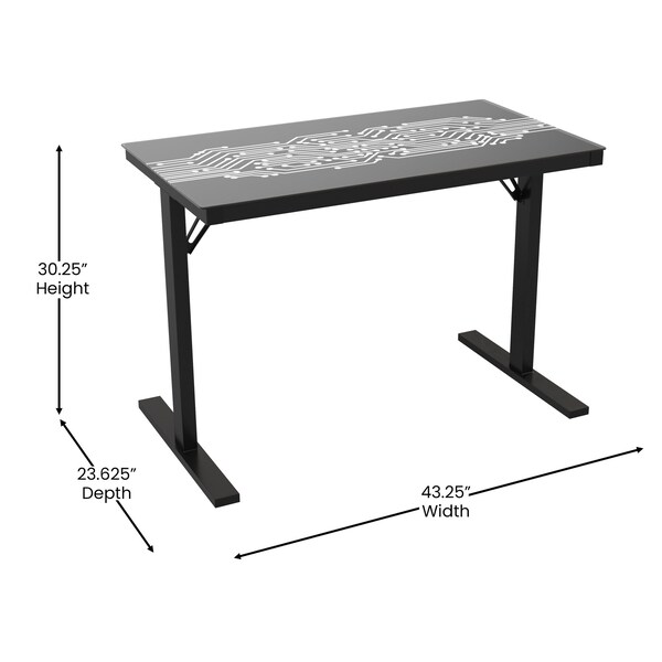 Flash Furniture 30.25 H, 43.25 W X Glass, Medium Density Fiberboard, Steel, Black - NAN-JNGT-2842-GG