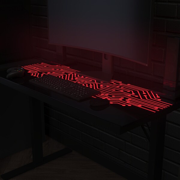 Flash Furniture 30.25 H, 43.25 W X Glass, Medium Density Fiberboard, Steel, Black - NAN-JNGT-2842-GG