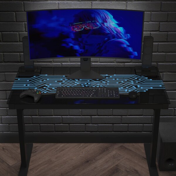 Flash Furniture 30.25 H, 43.25 W X Glass, Medium Density Fiberboard, Steel, Black - NAN-JNGT-2842-GG