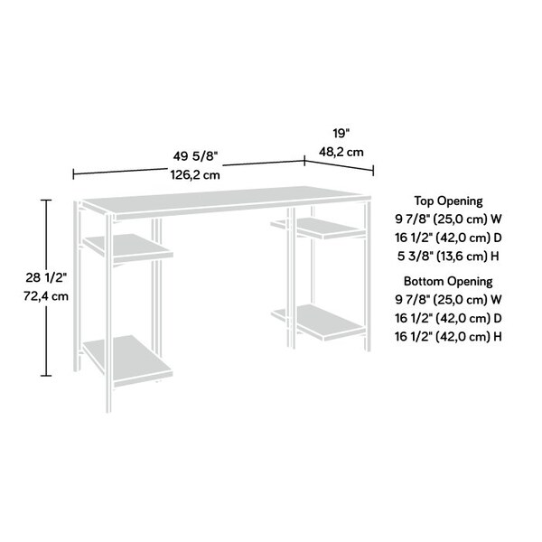 Sauder 18.98 in D X 28.5 in H, 49.68 in W X Engineered wood, Metal - 428203