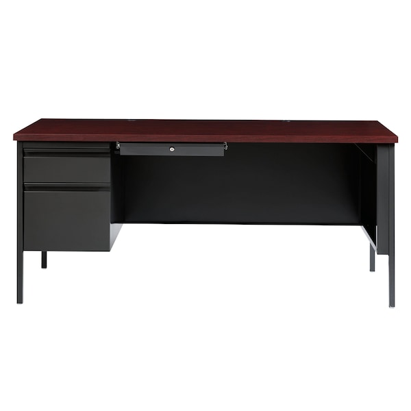 Hirsh Left-Hand Single Pedestal File Office Desk W/ Center Drawer, 30 in D X 29.5 in H, 66 in W X - 20099