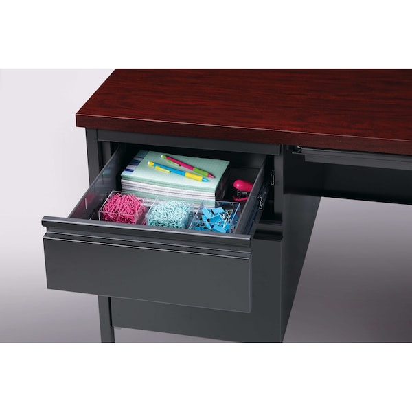 Hirsh Left-Hand Single Pedestal File Office Desk W/ Center Drawer, 30 in D X 29.5 in H, 66 in W X - 20099