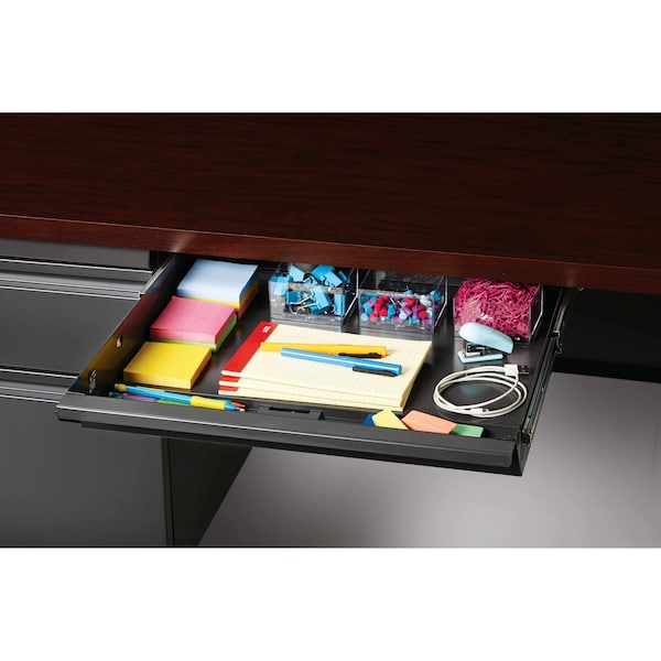 Hirsh Left-Hand Single Pedestal File Office Desk W/ Center Drawer, 30 in D X 29.5 in H, 66 in W X - 20099
