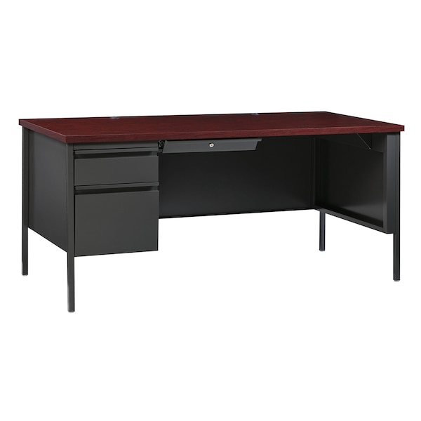 Hirsh Left-Hand Single Pedestal File Office Desk W/ Center Drawer, 30 in D X 29.5 in H, 66 in W X - 20099