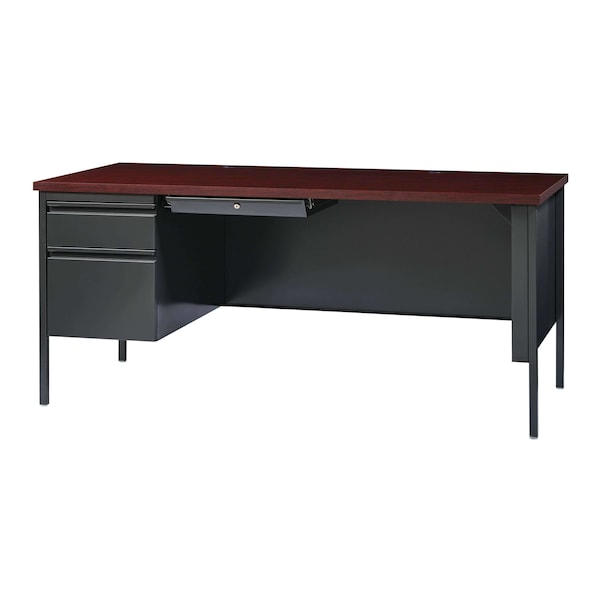 Hirsh Left-Hand Single Pedestal File Office Desk W/ Center Drawer, 30 in D X 29.5 in H, 66 in W X - 20099