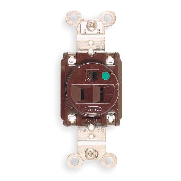 Hubbell Receptacle, 15 A Amps, 125V AC, Flush Mount, Single Outlet, 5-15R, Brown - HBL8210