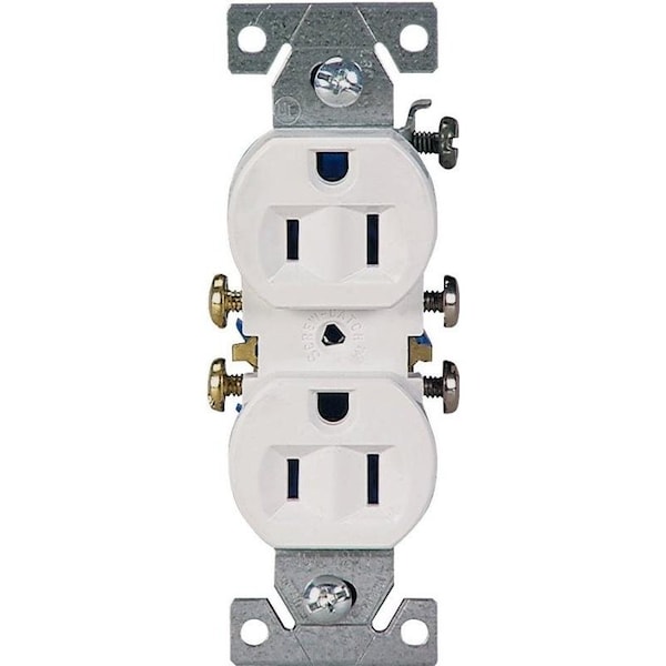 Eaton Wiring Devices 270W10 Duplex Receptacle, 2 Pole, 15 A, 125 V, Pushin, Side Wiring, NEMA 515R, White - 270W10