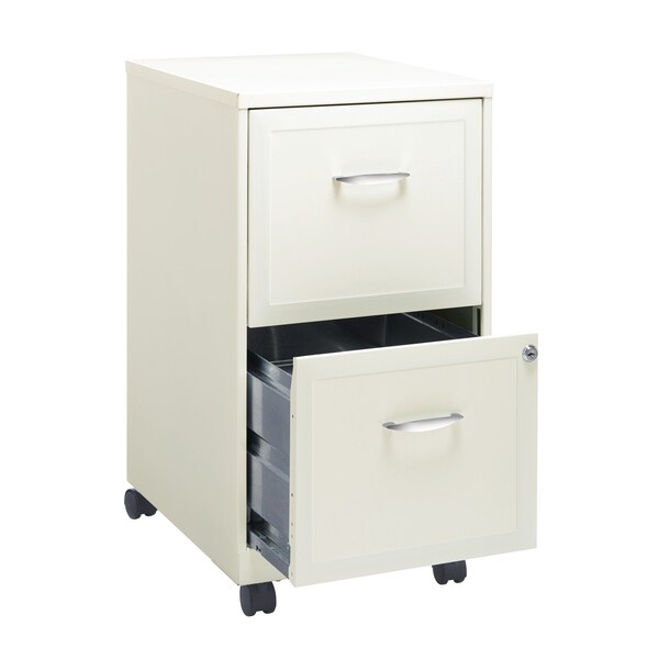 Space Solutions 14.25 in W 2 Drawer Mobile Vertical File Cabinet, Pearl White - 19156