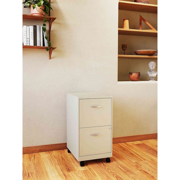 Space Solutions 14.25 in W 2 Drawer Mobile Vertical File Cabinet, Pearl White - 19156