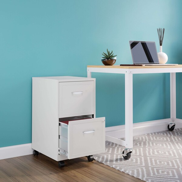 Space Solutions 14.25 in W 2 Drawer Mobile Vertical File Cabinet, Pearl White - 19156