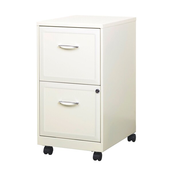 Space Solutions 14.25 in W 2 Drawer Mobile Vertical File Cabinet, Pearl White - 19156