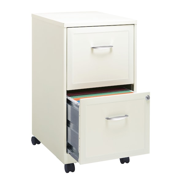Space Solutions 14.25 in W 2 Drawer Mobile Vertical File Cabinet, Pearl White - 19156