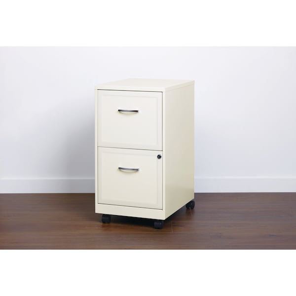 Space Solutions 14.25 in W 2 Drawer Mobile Vertical File Cabinet, Pearl White - 19156