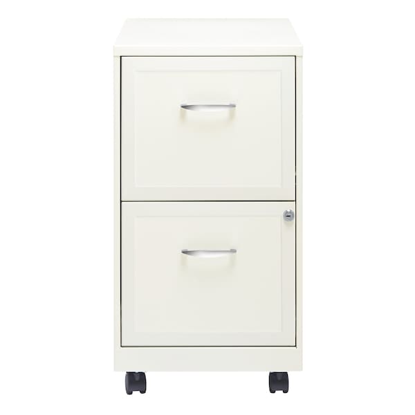 Space Solutions 14.25 in W 2 Drawer Mobile Vertical File Cabinet, Pearl White - 19156