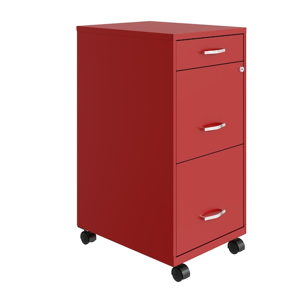 Space Solutions 14.25 in W 3 Drawer Mobile Vertical File Cabinet, Lava Red - 24423