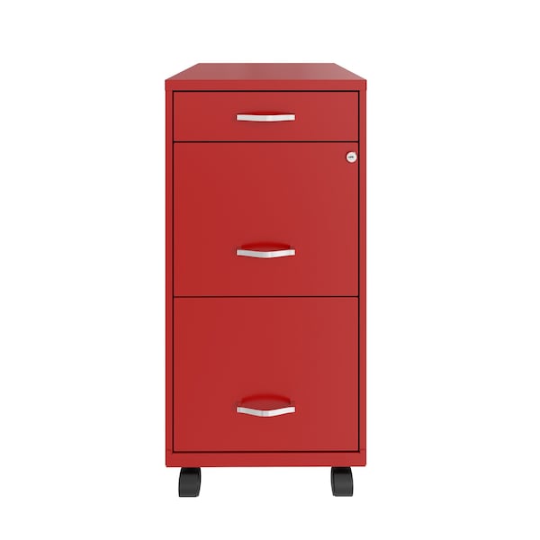 Space Solutions 14.25 in W 3 Drawer Mobile Vertical File Cabinet, Lava Red - 24423