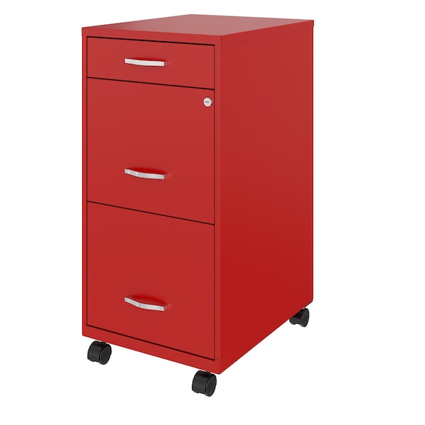 Space Solutions 14.25 in W 3 Drawer Mobile Vertical File Cabinet, Lava Red - 24423