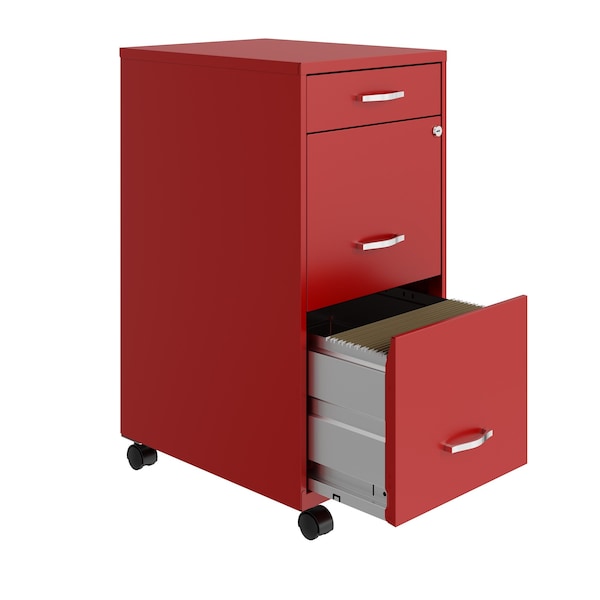 Space Solutions 14.25 in W 3 Drawer Mobile Vertical File Cabinet, Lava Red - 24423
