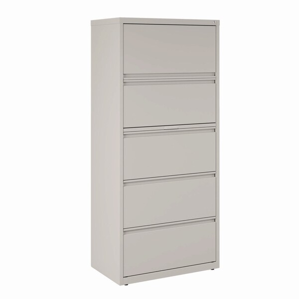 Alera Lateral File, 5 Legal/Letter-Size File Drawers, Light Gray, 30 in. x 18.62 in. x 67.62 in. - 26145