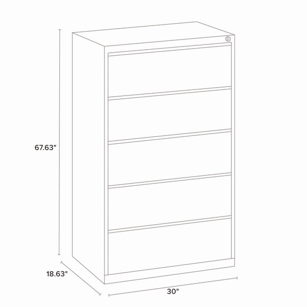 Alera Lateral File, 5 Legal/Letter-Size File Drawers, Light Gray, 30 in. x 18.62 in. x 67.62 in. - 26145