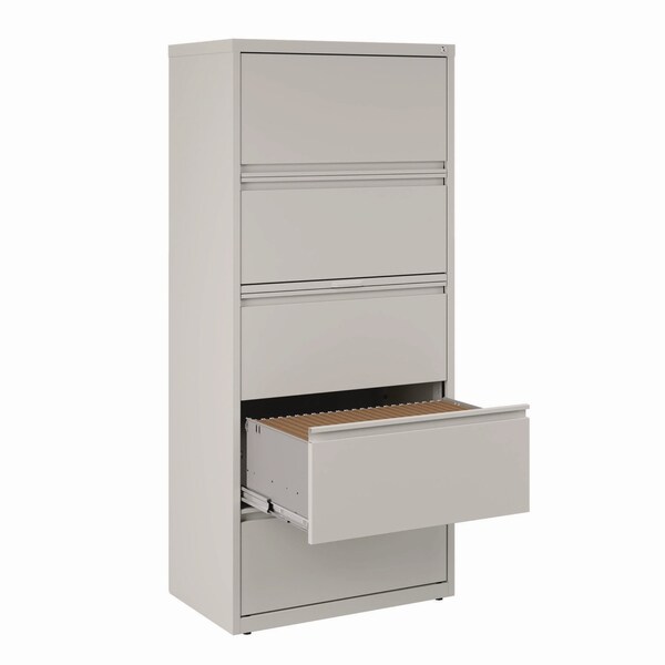 Alera Lateral File, 5 Legal/Letter-Size File Drawers, Light Gray, 30 in. x 18.62 in. x 67.62 in. - 26145