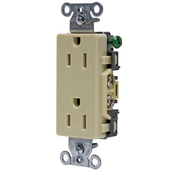 Hubbell 15A Duplex Decorator Receptacle 125VAC 5-15R IV - DR15I