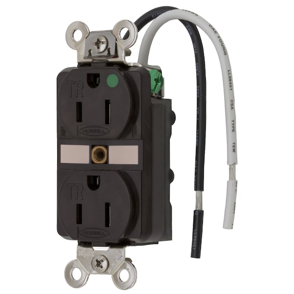 Hubbell 15A Duplex Receptacle 125VAC 5-15R BN - HBL8200SGA