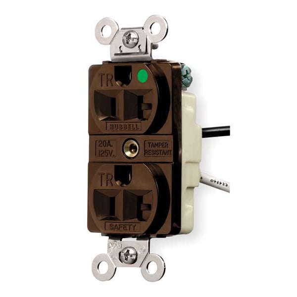 Hubbell 15A Duplex Receptacle 125VAC 5-15R BN - HBL8200SGA