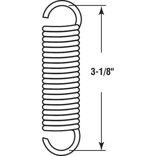 Prime-Line Extension Spring, 3/4 in. x 3-1/8 in. x .105, Steel, Single Loop, Open, PK2 - SP 9620