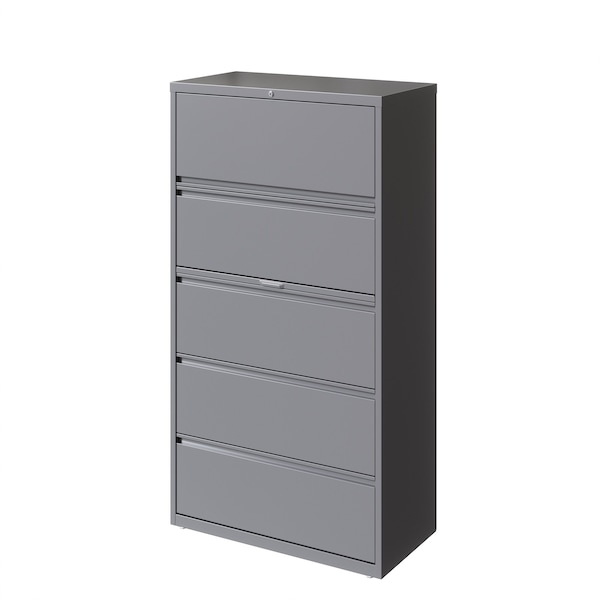 Hirsh 5 Drawer Lateral File Cabinet, Arctic Silver, A4/Legal/Letter - 23747