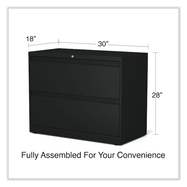 Alera 36 in W 2 Drawer File Cabinets, Black, Legal; Letter - 17451
