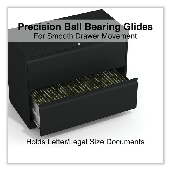 Alera 36 in W 2 Drawer File Cabinets, Black, Legal; Letter - 17451