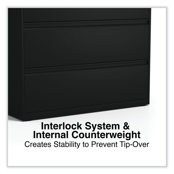 Alera 36 in W 2 Drawer File Cabinets, Black, Legal; Letter - 17451
