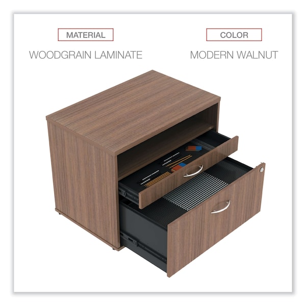 Alera 29-1/2" W 2 Drawer File Cabinets, Modern Walnut, Legal/Letter - ALELS583020WA