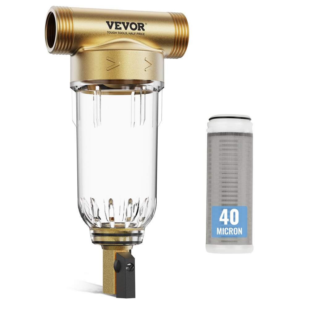 VEVOR Spin Down Filter, 40 Micron Whole House Sediment Filter for Well Water, 3/4" FNPT + 1" MNPT, 4 T/H High Flow Rate, for Whole House Water Filtration Systems, Well Water Sediment Filter - SDCXQZSGLQZCSTZLDV0