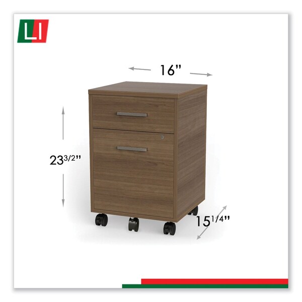 Linea Italia 16 in W 2 Drawer File Cabinets, Natural Walnut - UR610NW