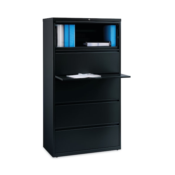 Hirsh Industries 36 in W 5 Drawer File Cabinets, Black, Legal; Letter; A4 - 14992